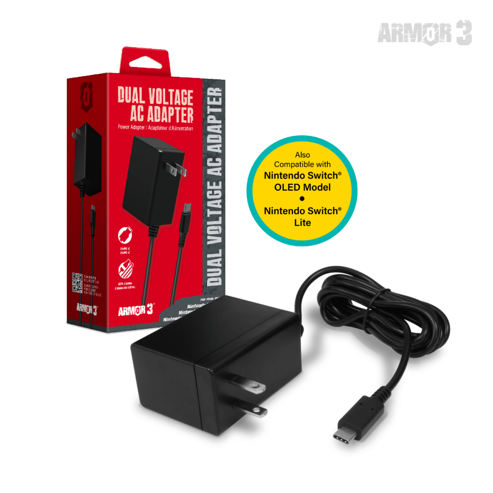 Armor 3 Dual Voltage AC Adapter for Nintendo Switch