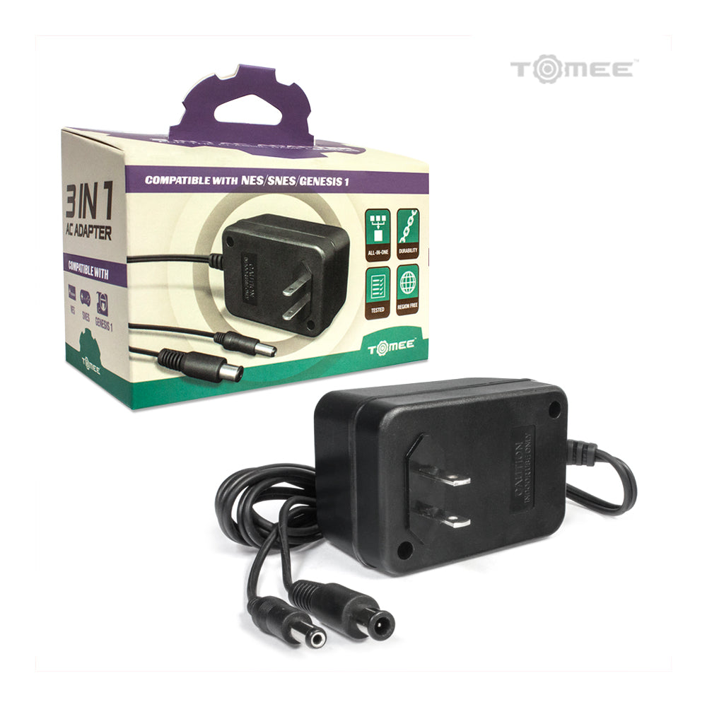 Tomee 3-in-1 Universal AC Adapter For Genesis®/Super NES®/NES®